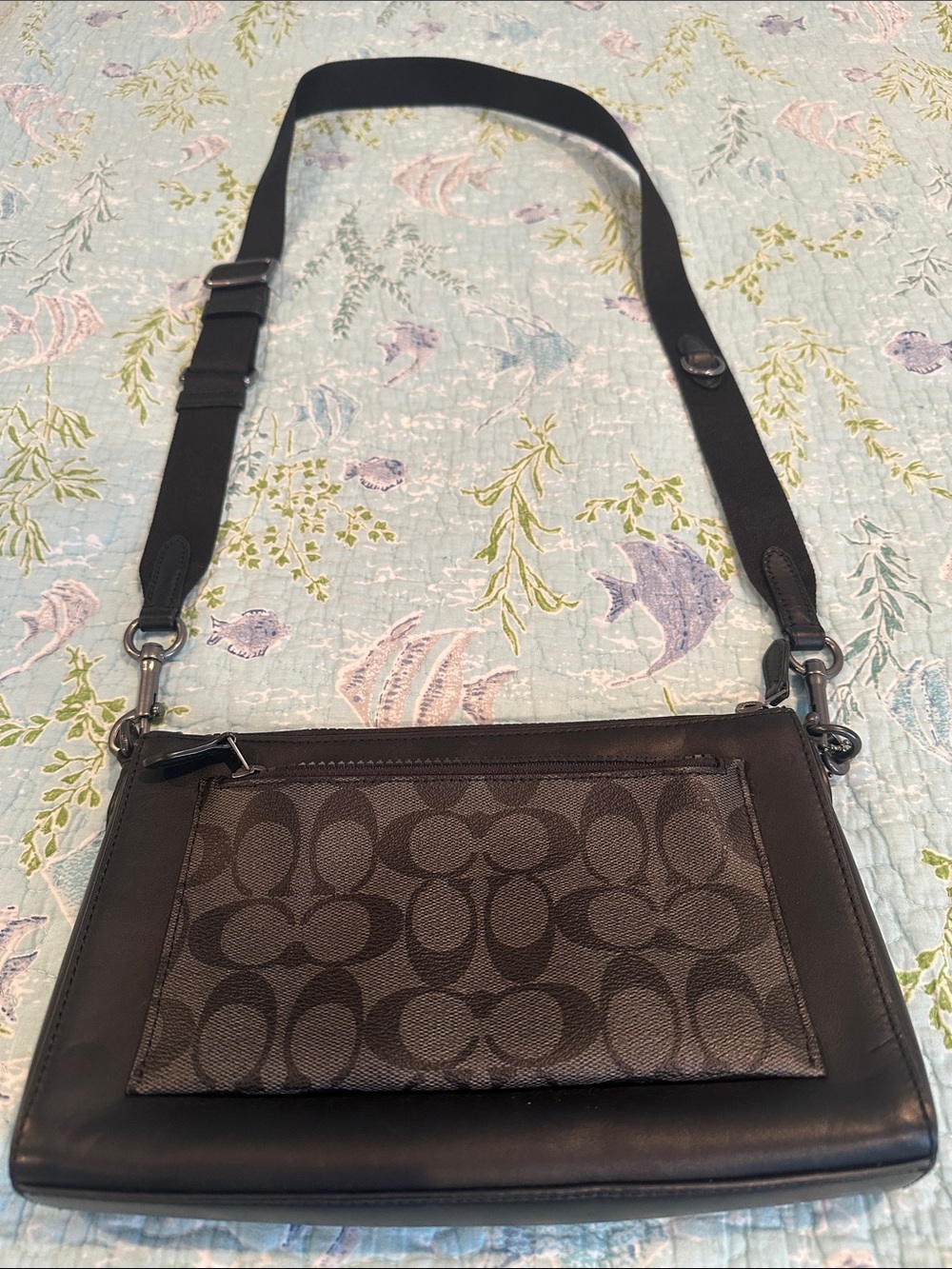 Coach Black Signature Canvas and Leather Crossbody